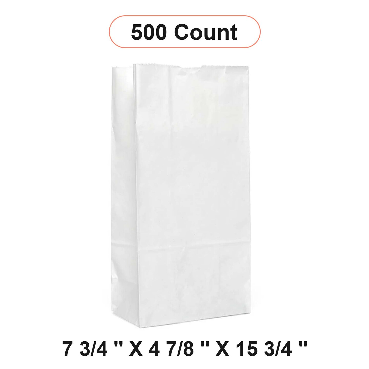 White Paper Bags 7 3/4&#x27;&#x27; x 4 7/8&#x27;&#x27; x 15 3/4&#x27;&#x27;