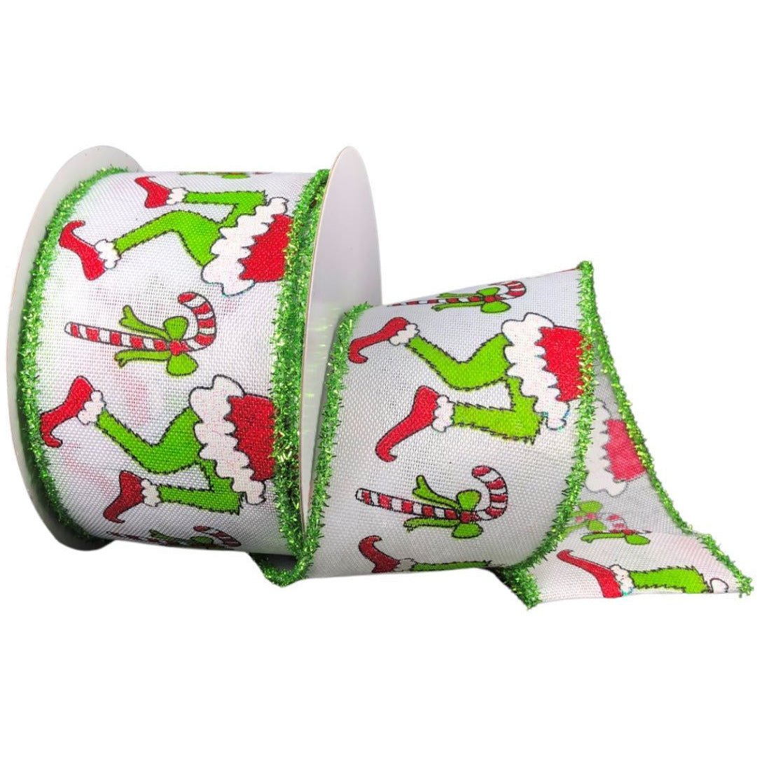 2.5&#x22; Green Monster Legs Ribbon: Lime Green (10 Yards)