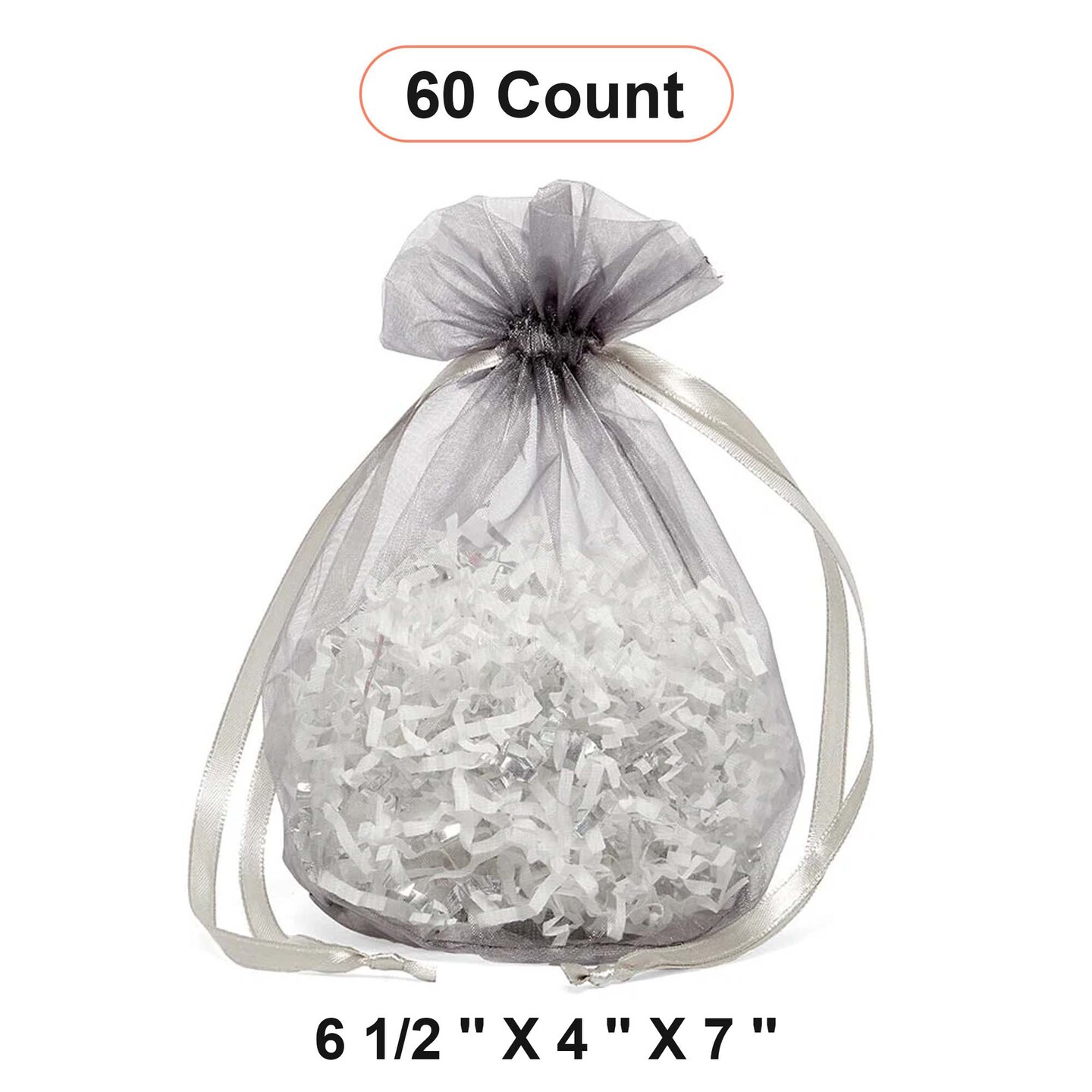 Wide Round Flat Bottom Organza Bags 6 1/2 '' X 4 '' X 7 '' for Elegant Wrapping