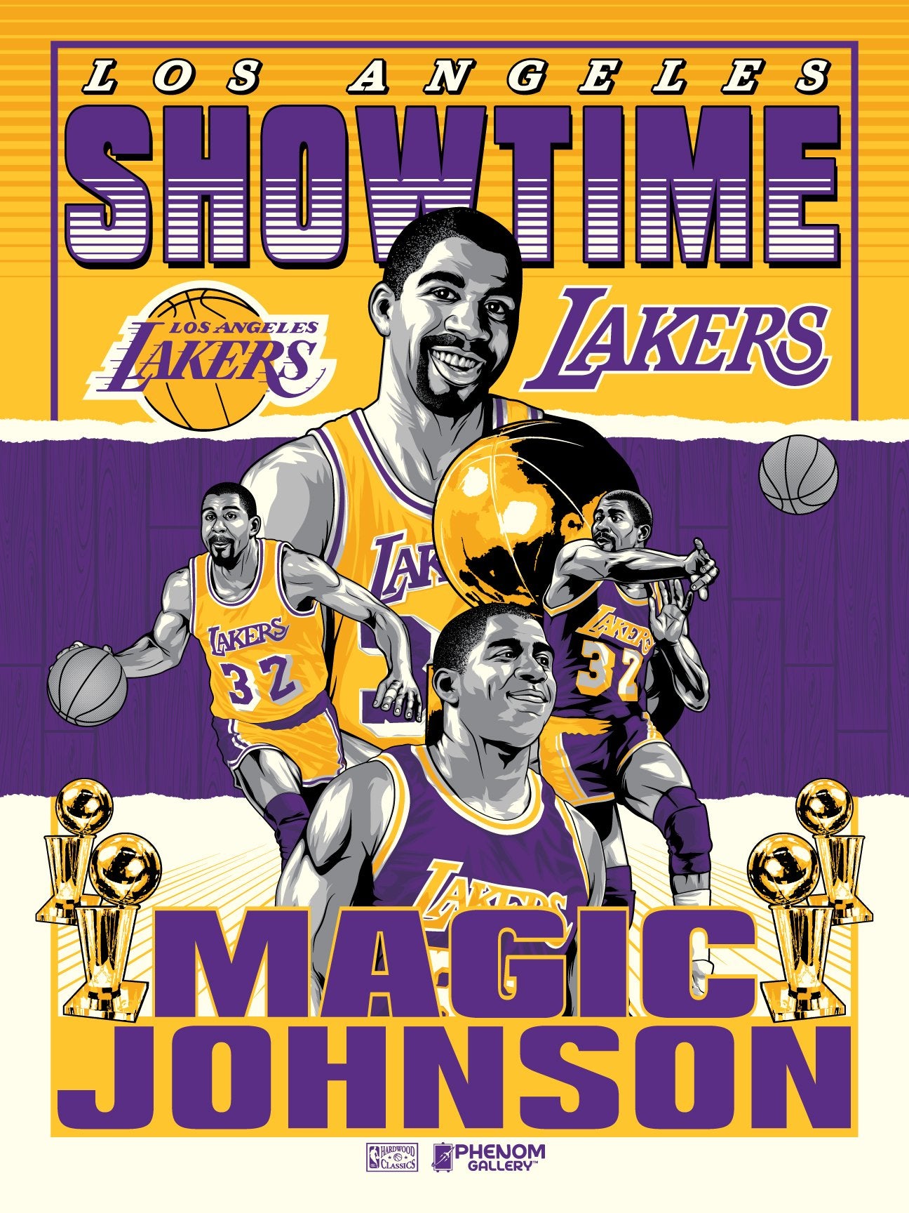 Phenom Gallery Los Angeles Lakers "Showtime" Magic Johnson Deluxe Framed Serigraph Print