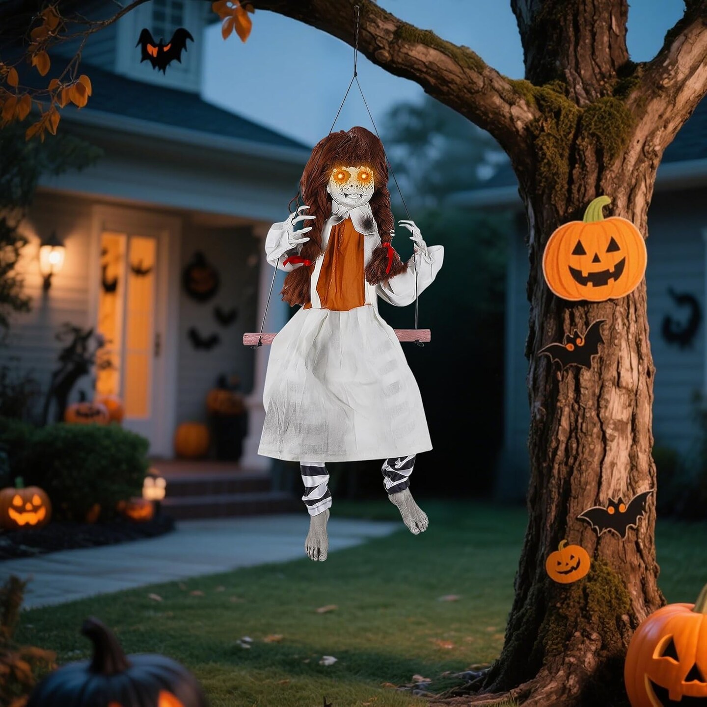 Halloween Animatronic Decorations Outdoor Hanging Swing Girl