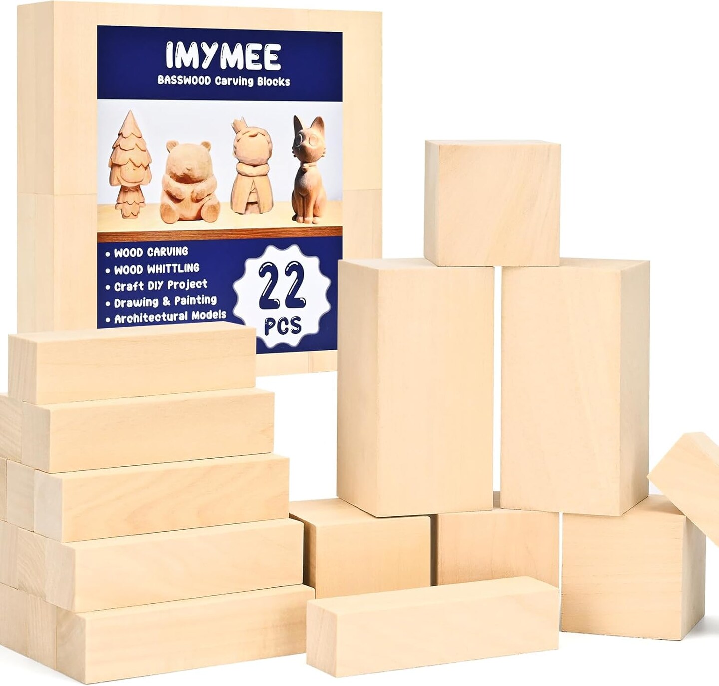22PCS Whittling Wood Blocks Wood Carving Kit