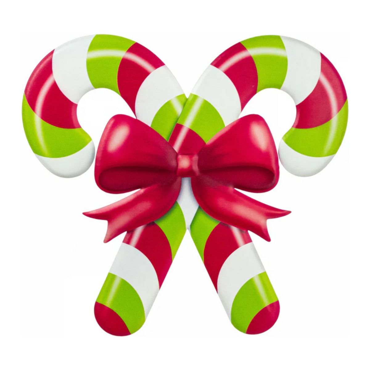 13&#x22; Metal Embossed Candy Canes: Lime Green/Red