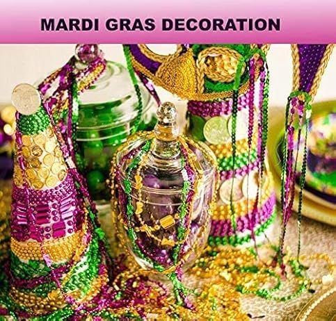 72 Bulk Mardi Gras Beads Necklaces - Purple, Green, Gold, 33 Inches Long, 7mm Thick, Party Favors, Costume Accessories by 4E&#x27;s Novelty