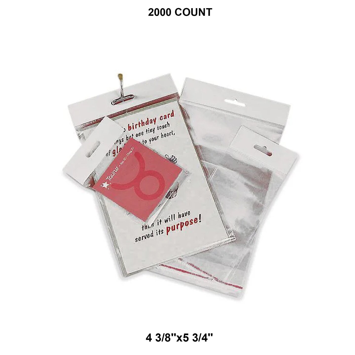 Resilient Standard Lip &#x26; Tape Cello Bags with Header 4 3/8&#x22; x 5 3/4&#x22; 1.2 mil