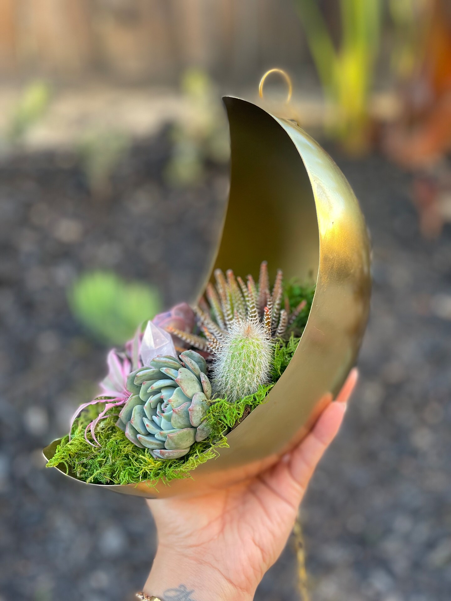Metal Moon Planter | Hanging Planter | Moon Planter Pot | Gold Hanging Moon  | MakerPlace by Michaels