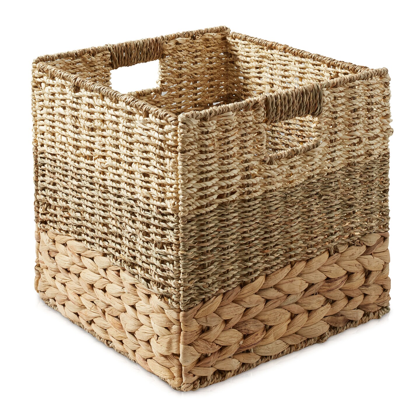 Casafield 10.5&#x22; x 10.5&#x22; Mixed Weave Storage Basket Sets, Natural Woven Hyacinth Seagrass Wicker Storage Cube Bins for Bathroom, Bedroom, Laundry, Pantry, Shelves