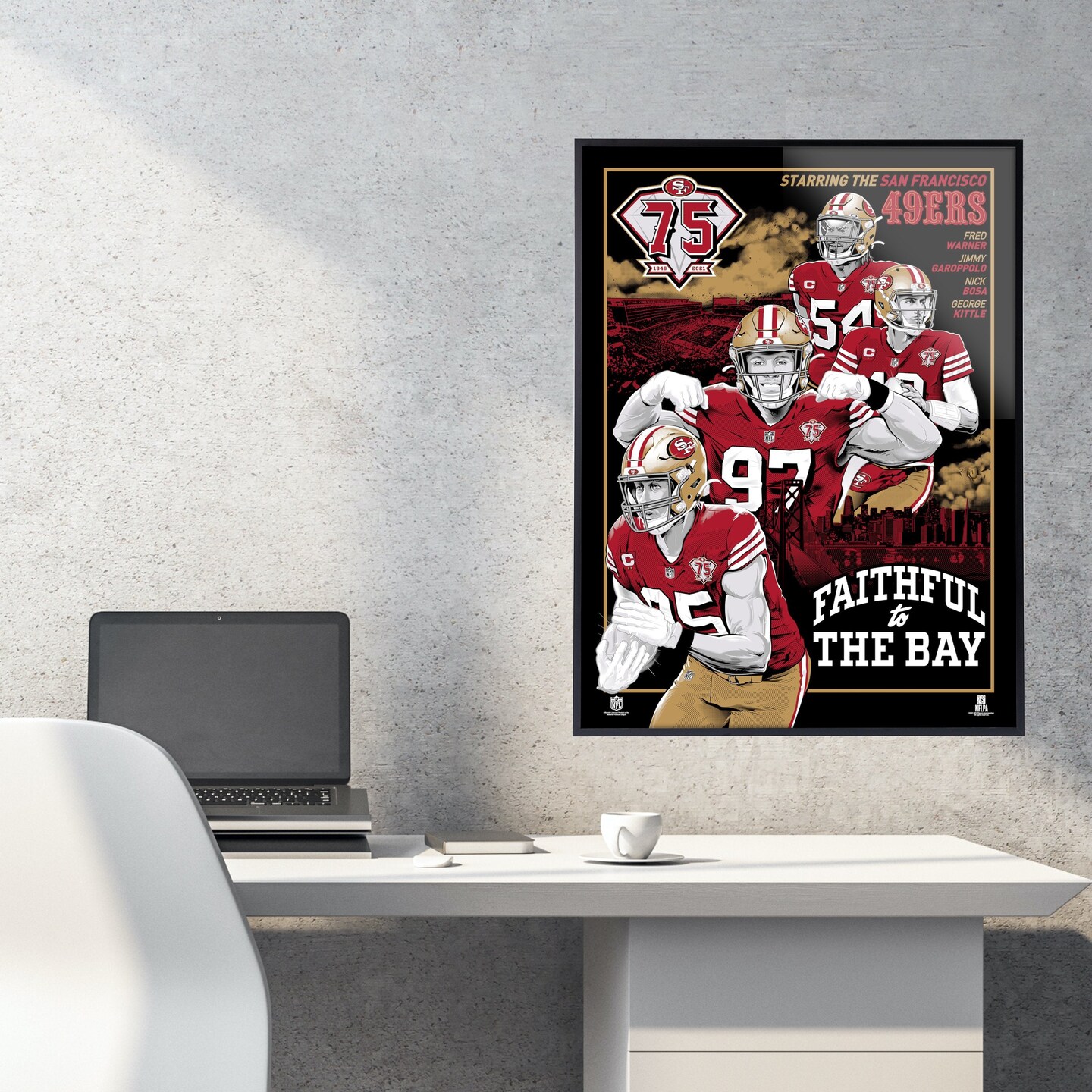 Phenom Gallery San Francisco 49ers 75th Anniversary Movie Poster 18&#x22; x 24&#x22; Serigraph Deluxe Framed Print (Printer Proof)