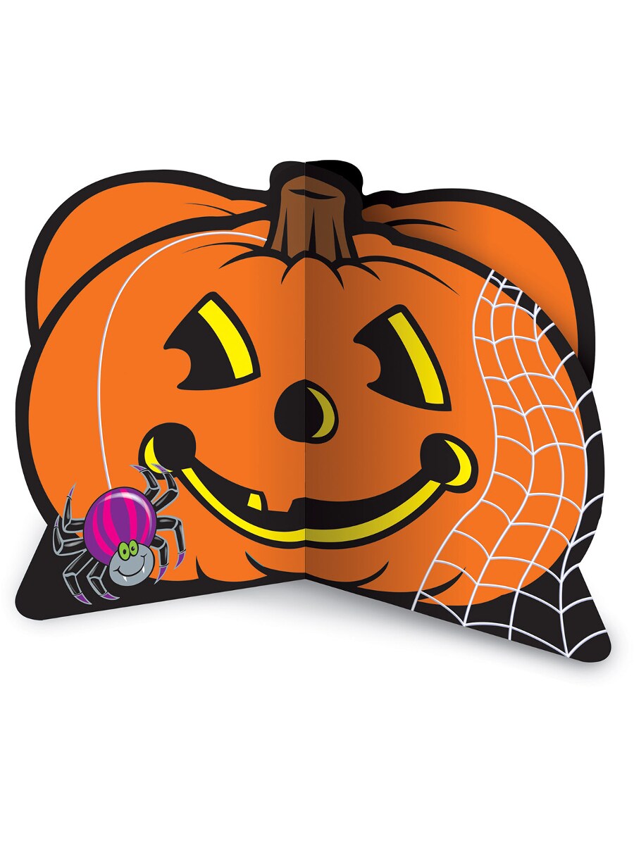 9" 3-D 3 Dimensional Jack-O-Lantern Centerpiece Pumpkin Halloween Decoration