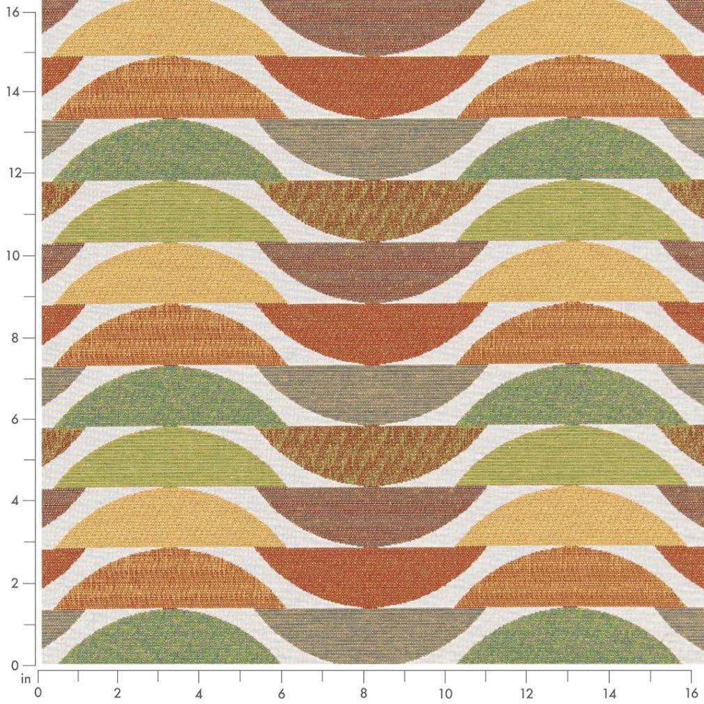 Green Orange Made in America Abstract Woven Pattern Upholstery Fabric by The Yard - SKU: Mayer Citrus