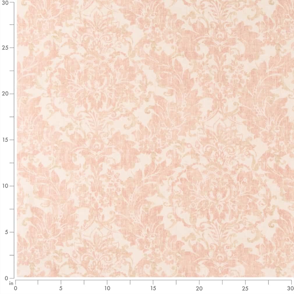 Pink Damask Linen Look Print Upholstery Fabric by The Yard - SKU: Warby Pink