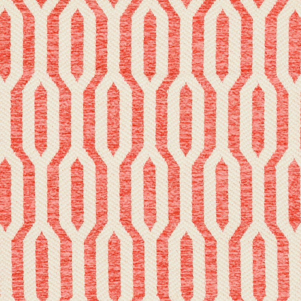 Coral Geometric Woven Pattern Upholstery Fabric by The Yard - SKU: Encore Coral