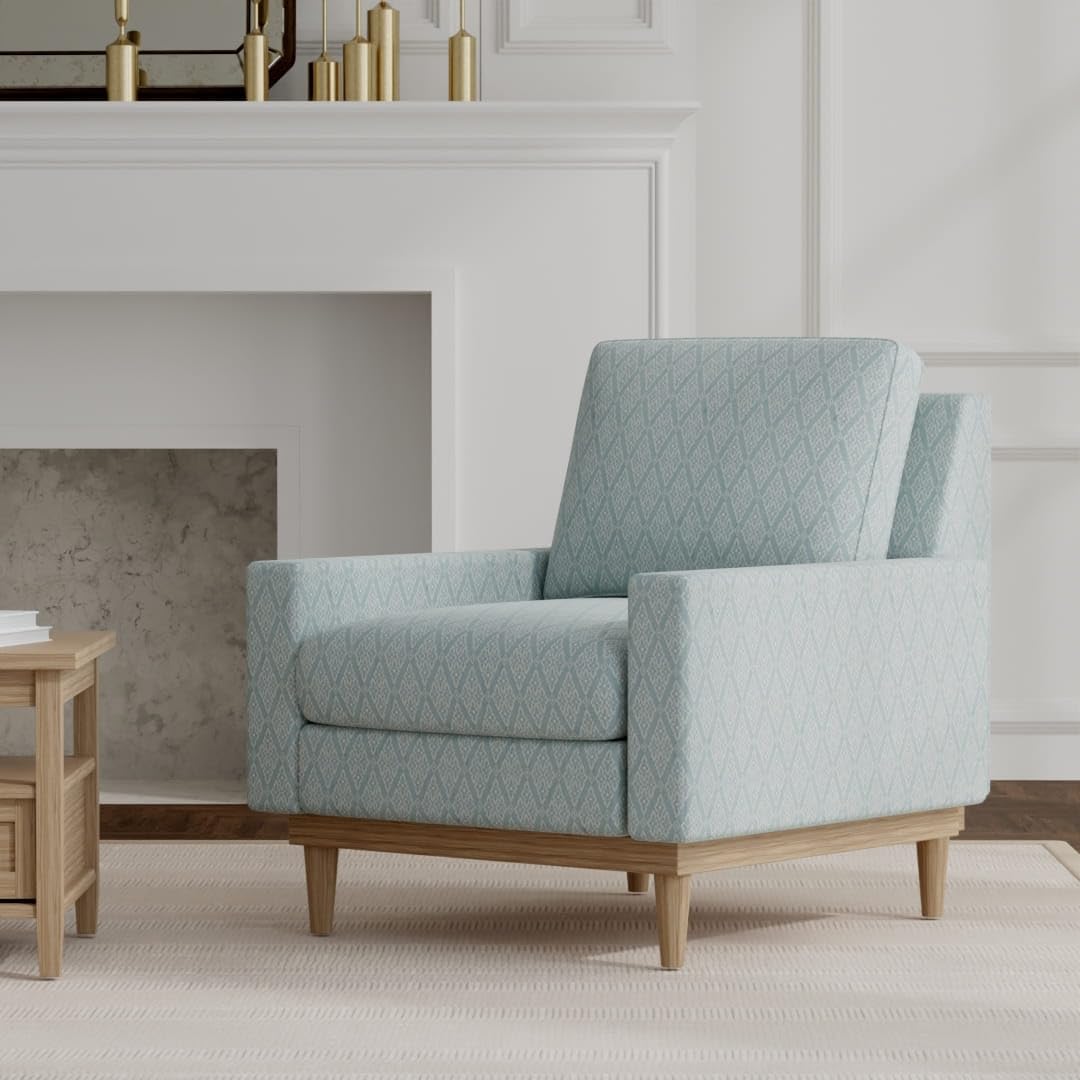 Blue Fade Resistant Diamond Woven Pattern Upholstery Fabric by The Yard - SKU: Waverly Azure