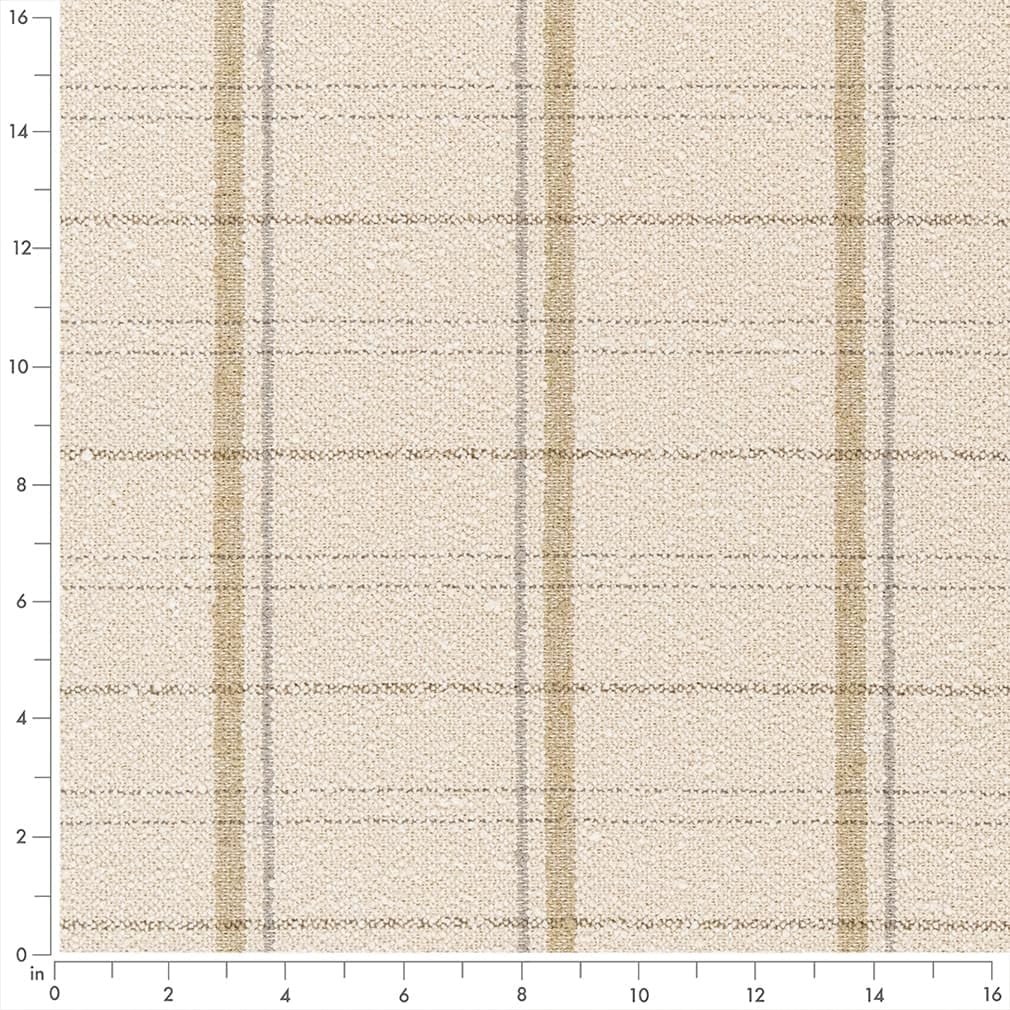 Natural Stain Resistant Performance Pet Friendly Plaid Boucle Woven Pattern Upholstery Fabric by The Yard - SKU: Alexander Bisque
