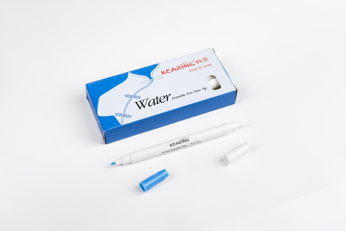 Blue & White Dual Tips Water Erasable Pen 1mm Fiber Tip - 12 Pack