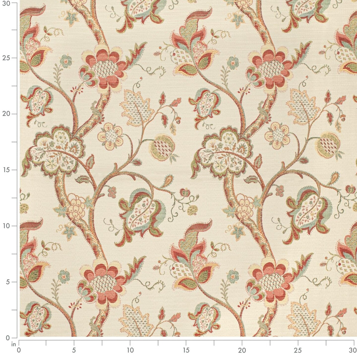 Coral Orange Floral Tapestry Woven Pattern Upholstery Fabric by The Yard - SKU: Captiva Rose