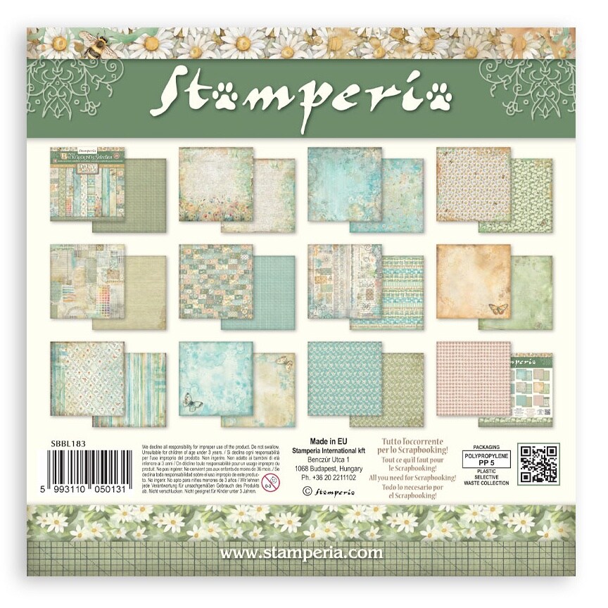 Stamperia Backgrounds Double-Sided Paper Pad 12"x12" 10/Pgk-Daisy Art