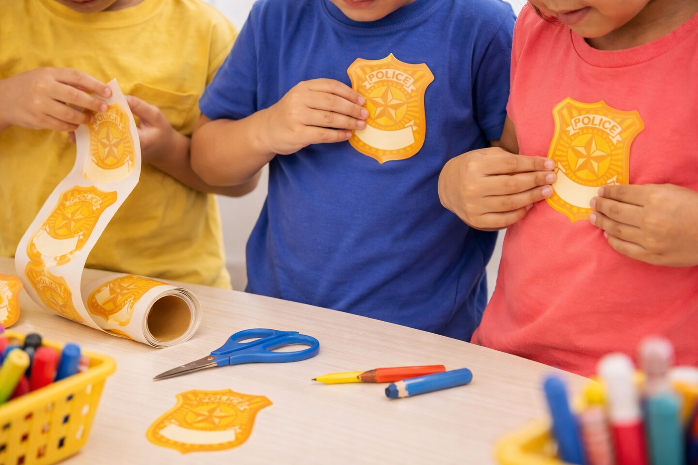 Police Badge Name Tag Stickers 1.5" – Kids Classroom Reward & Dramatic Play Stickers