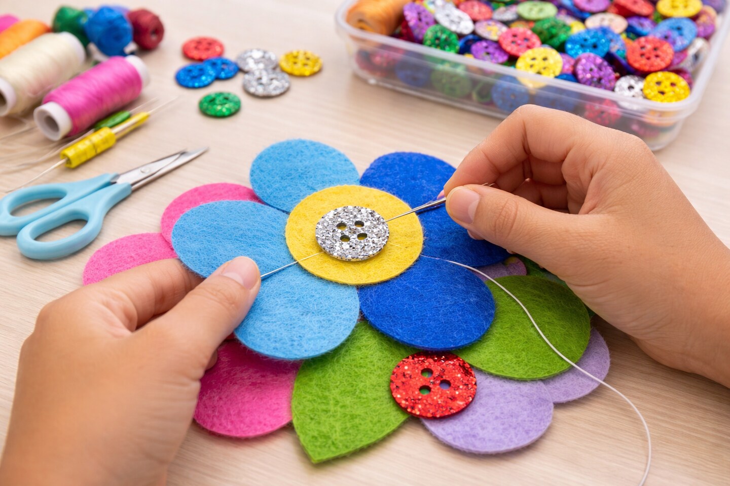 Glitter Buttons, 1 Inch, 120 Count – Assorted Sparkly Craft Buttons for Sewing & DIY Projects