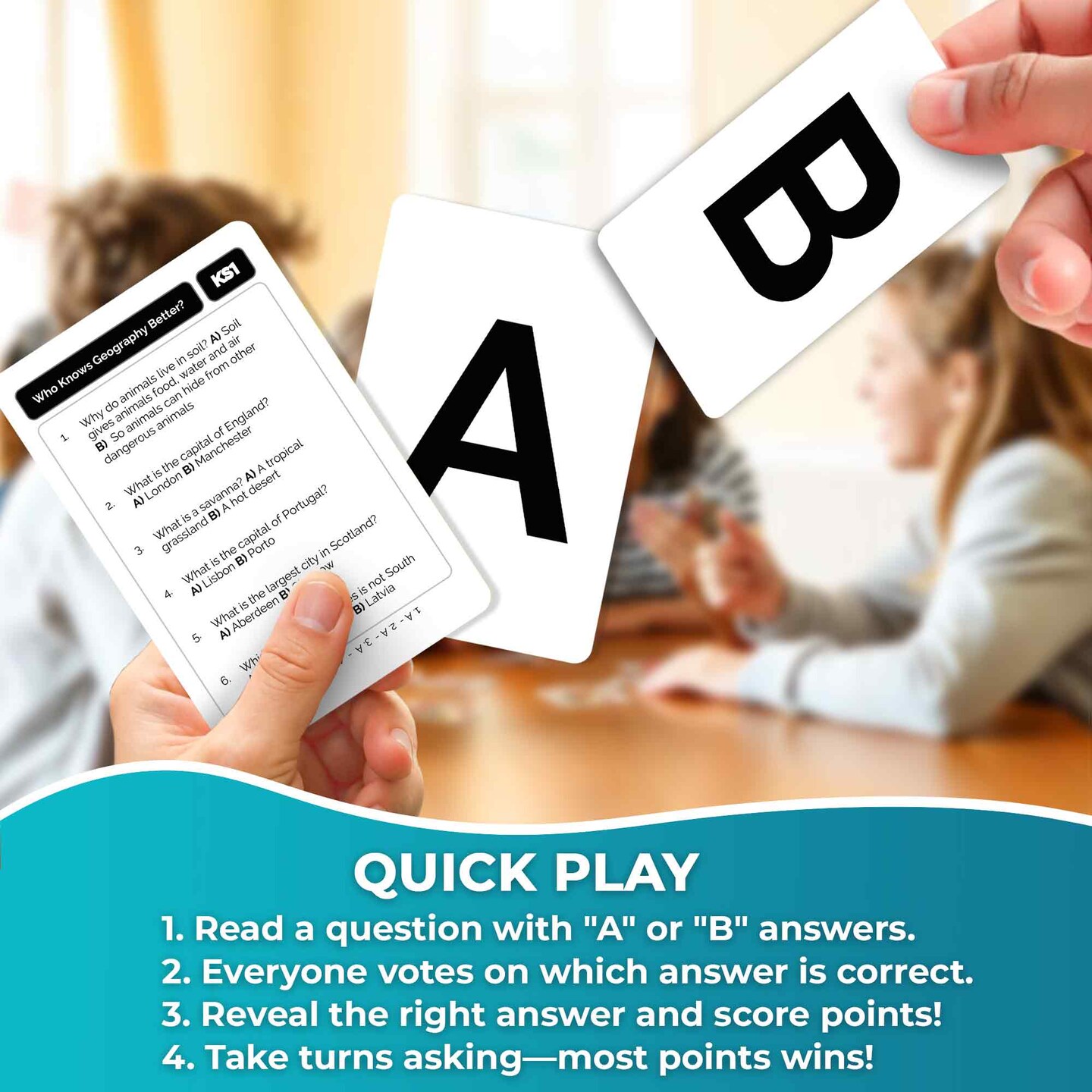 QUOKKA Who Knows Geography Better? | Kids & Family Card Trivia Game | Fun Learning & Educational Questions for Children & Families | Suitable for Boys & Girls 5+ Years Old