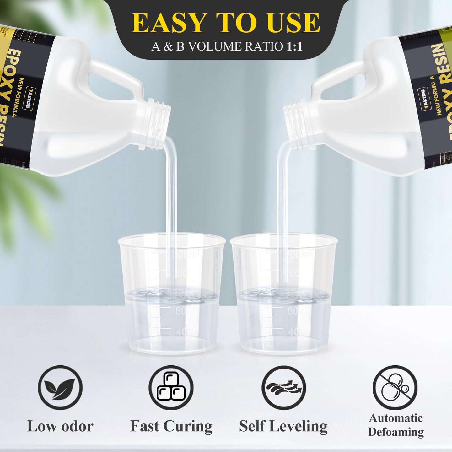 68OZ 3×UV Resistant Resin Kit,No Bubble & Crystal Clear Epoxy Resin for Coating, Casting, Table Top,DIY, Bar Top, River Tables, Resin Art, Wood with High Gloss Finish