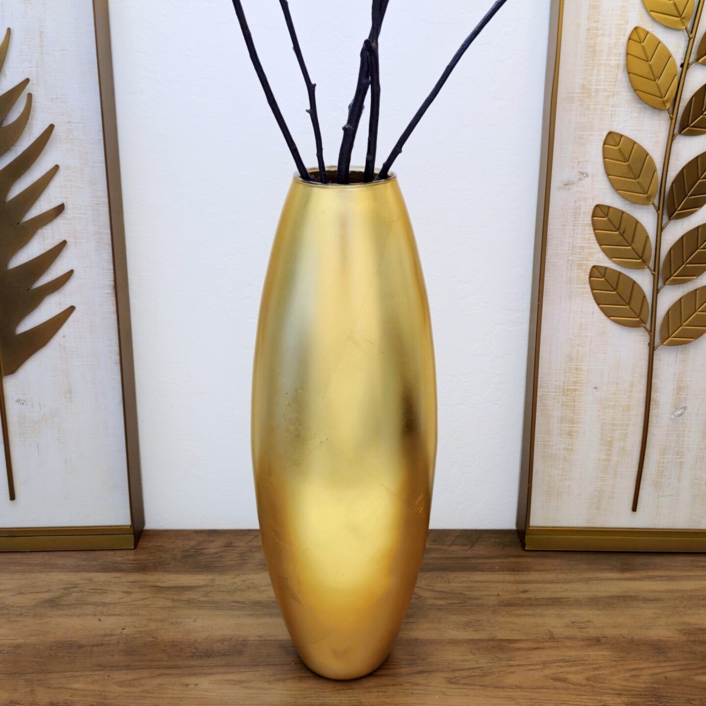 Gilded Smooth Oval Shape Glass Vase Ideal Use for Weddings Receptions or Home Decor