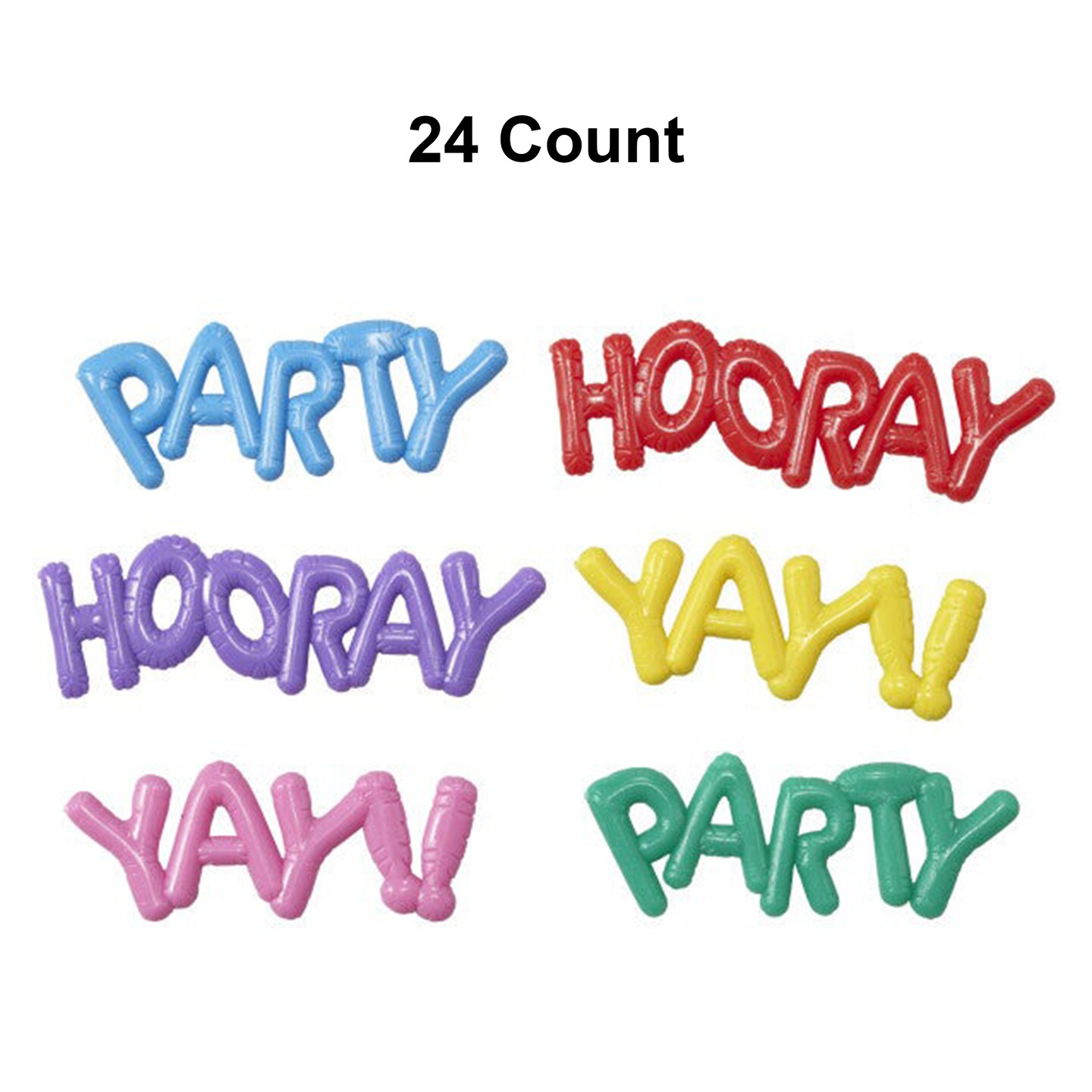 24 Count Balloon Cupcake Toppers for Birthday Party Colorful Celebration Decorations Plastic
