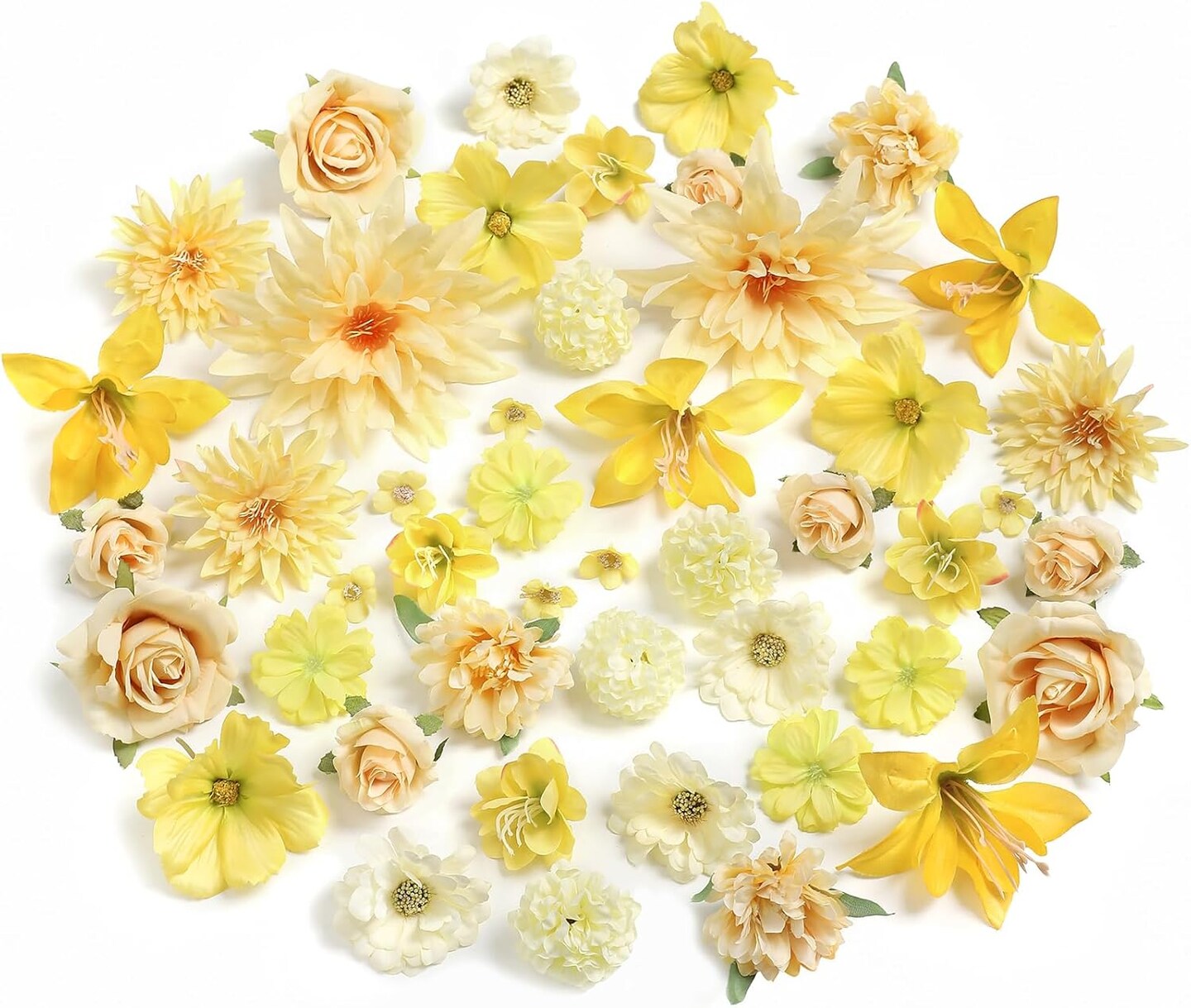 Fake Flower Heads Mini Yellow Artificial Flower (Yellow) 5.9"D x 5.5"W x 1.9"H