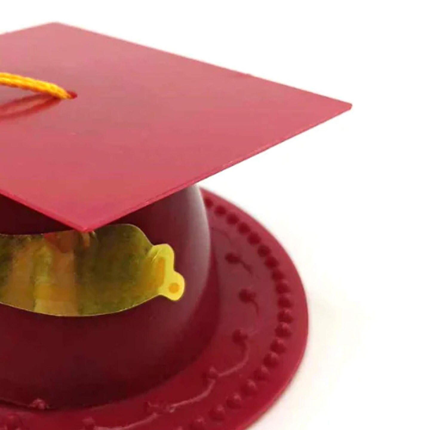 24 Count Graduation Cap Cake Topper Durable Plastic Party Decoration Burgundy 3.5 Inch