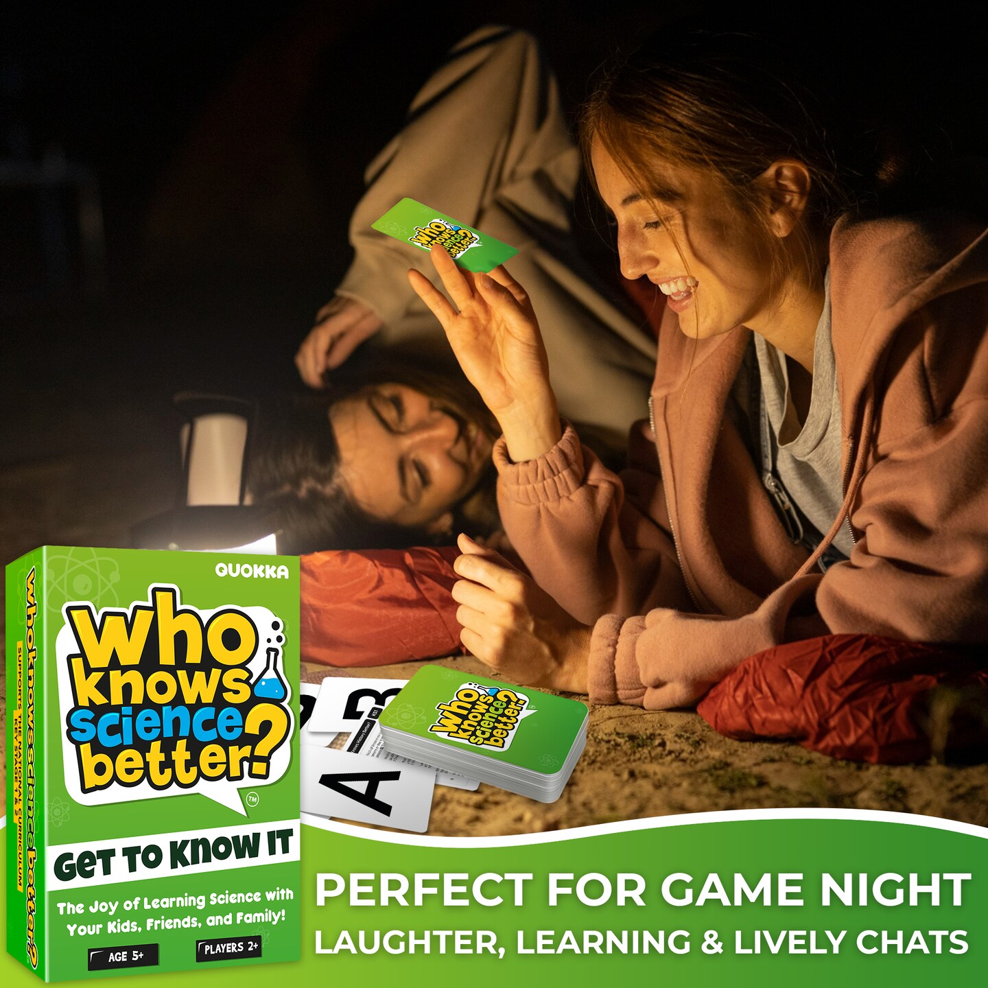 QUOKKA Who Knows Science Better - Learning Family Trivia Games for Kids Ages 5-7 - 500 Educational Questions | Set Up in 1 Min | 2+ Players - Science Learning Games - Learning Games for Kids Ages 8-12