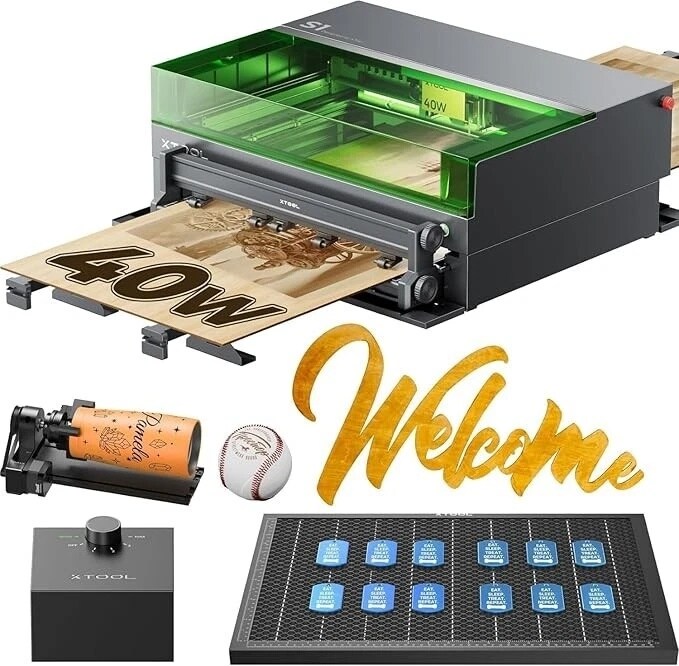xTool S1 Laser Engraver and Cutter Machine, 23.93" x 15.16" Bed Size, Beginner-Friendly, Laser Engravering Machine for Wood and Metal, Acrylic, etc.