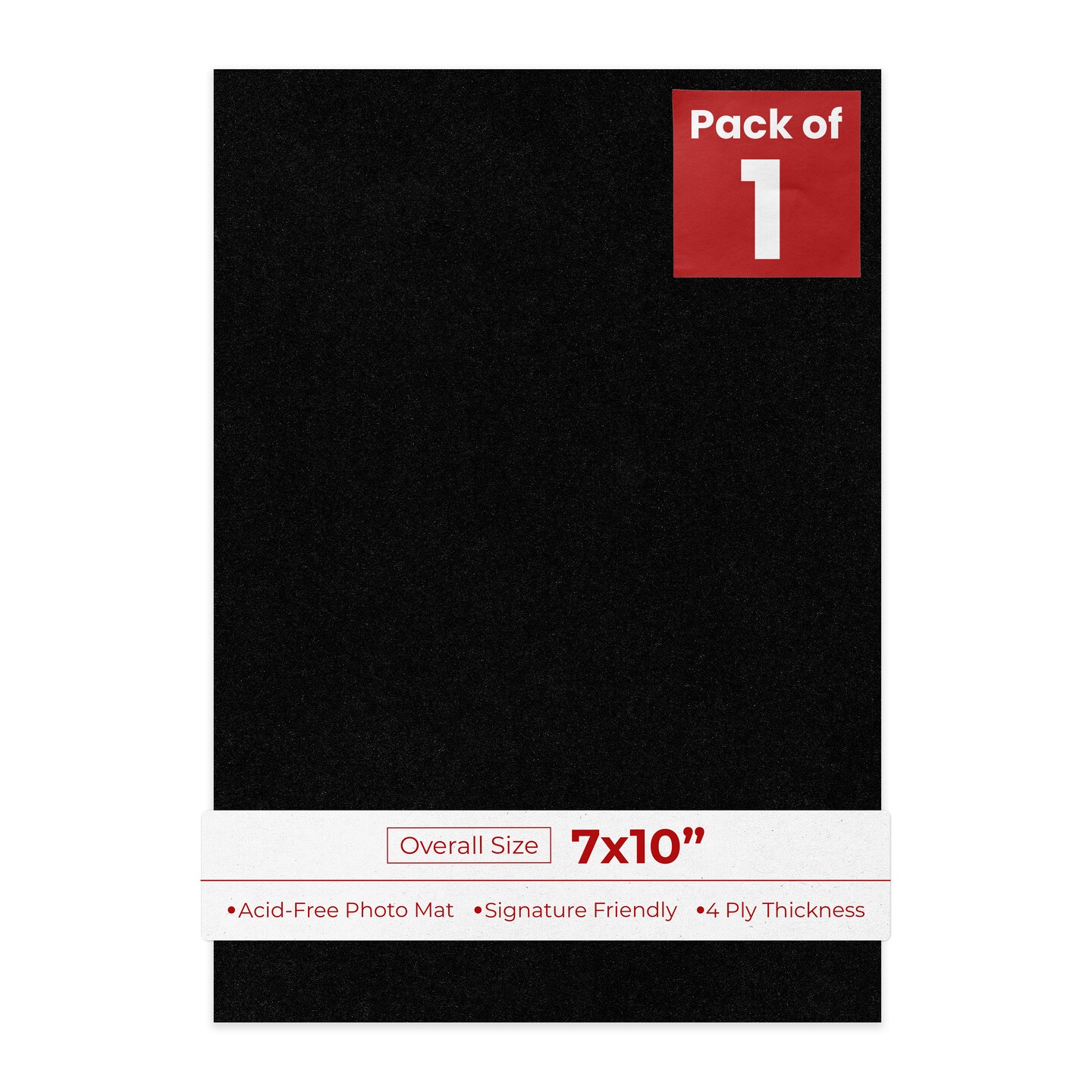Black with Black Core 7x10 Uncut Mat Board - Blank Sheets, No Opening