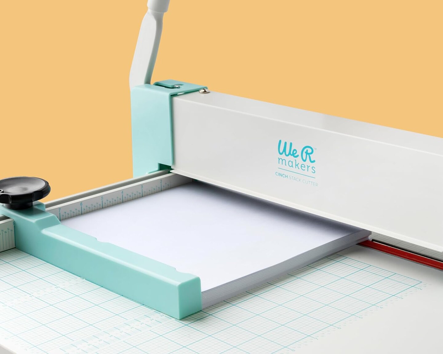 We R Makers Cinch Stack Cutter, Heavy Duty Guillotine Paper Cutter for 1” Thick Stacks, Precision Alignment, Easy Operation, Paper Cutter Guillotine for Scrapbooking, Card Making, and Crafting 60001065