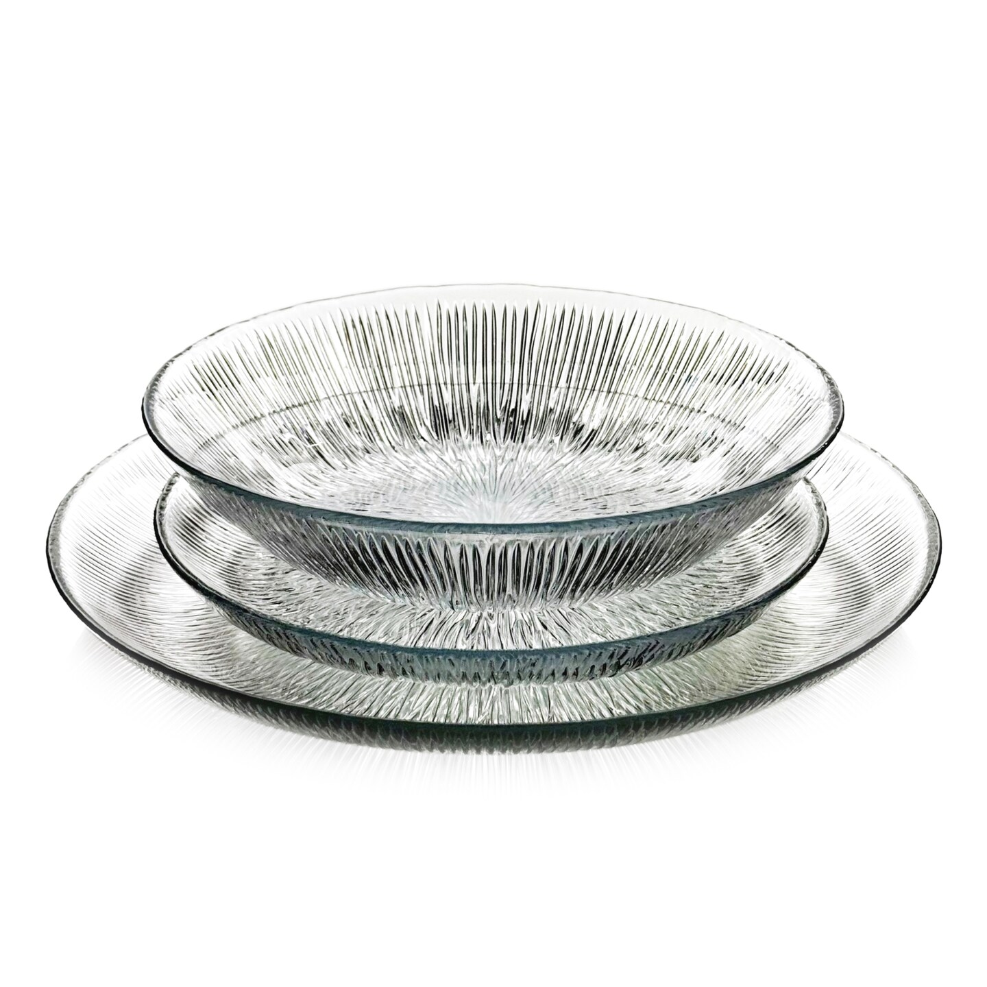 Starburst Pattern Crystalline Glass Plates 12-Piece Dining and Serving Set