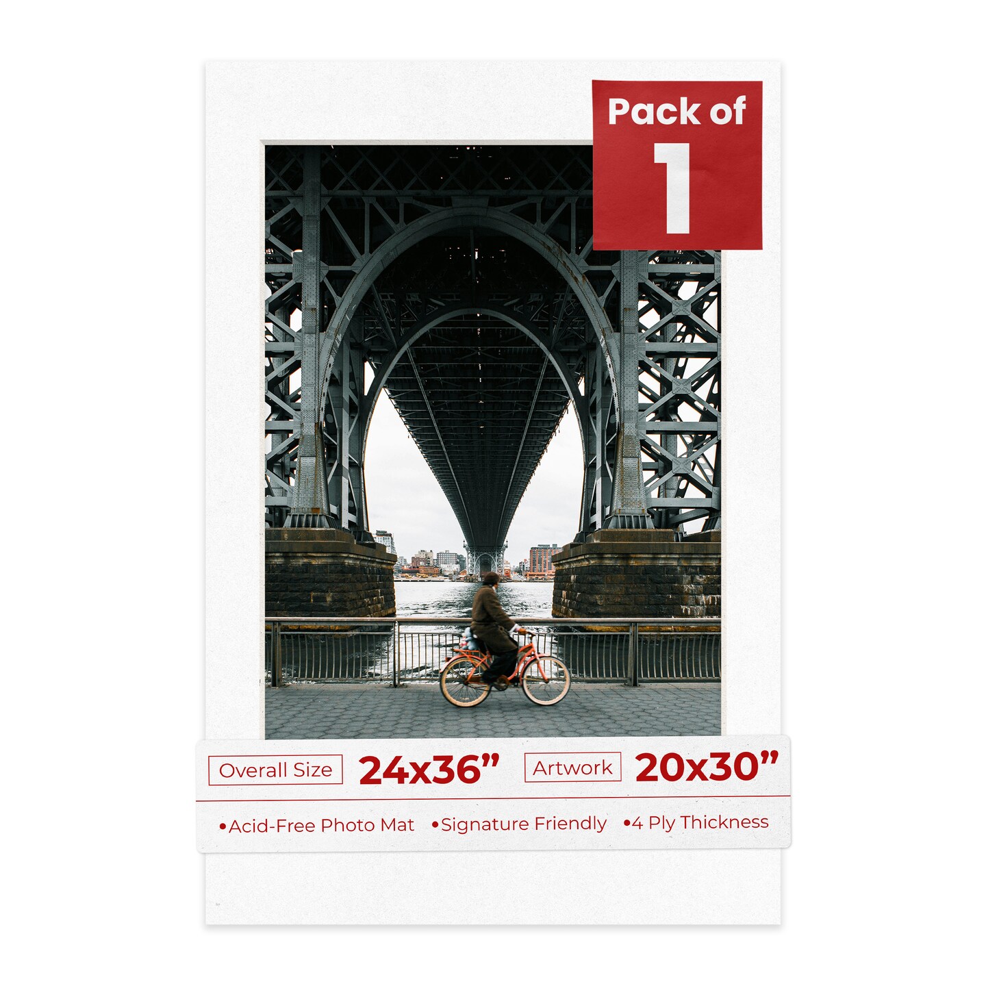 White with Black Core Mat Board for 24x36 Frames - Fits 20x30 Photos