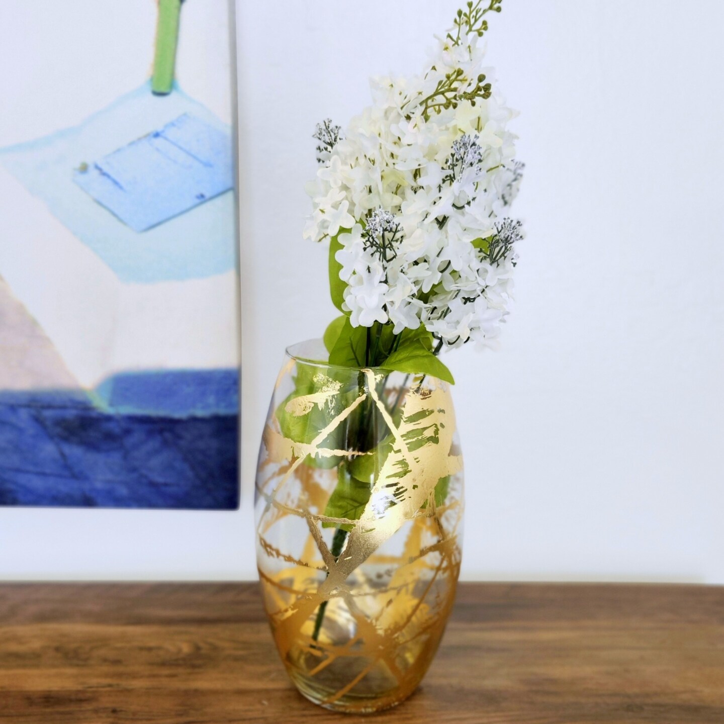 Gilded Smooth Oval Shape Glass Vase Ideal Use for Weddings Receptions or Home Decor