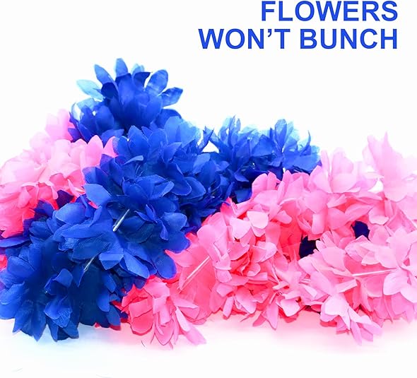 Pink and Blue Leis Bulk for Gender Reveal Baby Shower,Gender Reveal Decorations,Tropical Hawaiian Luau Flower Necklace Leis,Pack of 32
