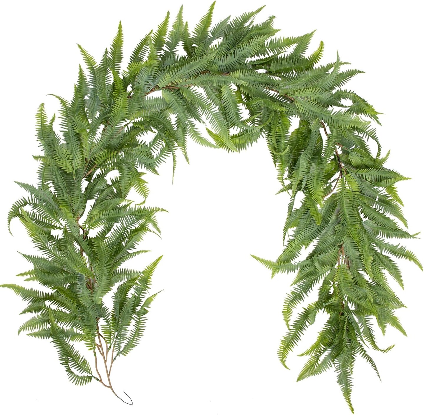 Long Greenery Garland Boston Fern Floral Garland for Door Mantle Decorations, Lush Realistic Spring Summer Artificial Garland for Home Farmhouse Indoor Decor