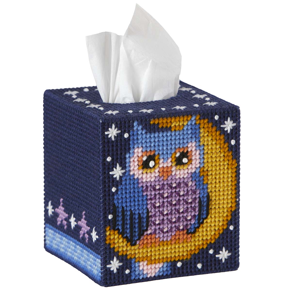 Herrschners  Moonlight Owl Tissue Box Plastic Canvas Kit