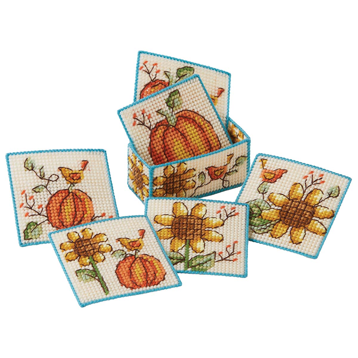 Herrschners  Festive Fall Coasters with Holder Plastic Canvas Kit