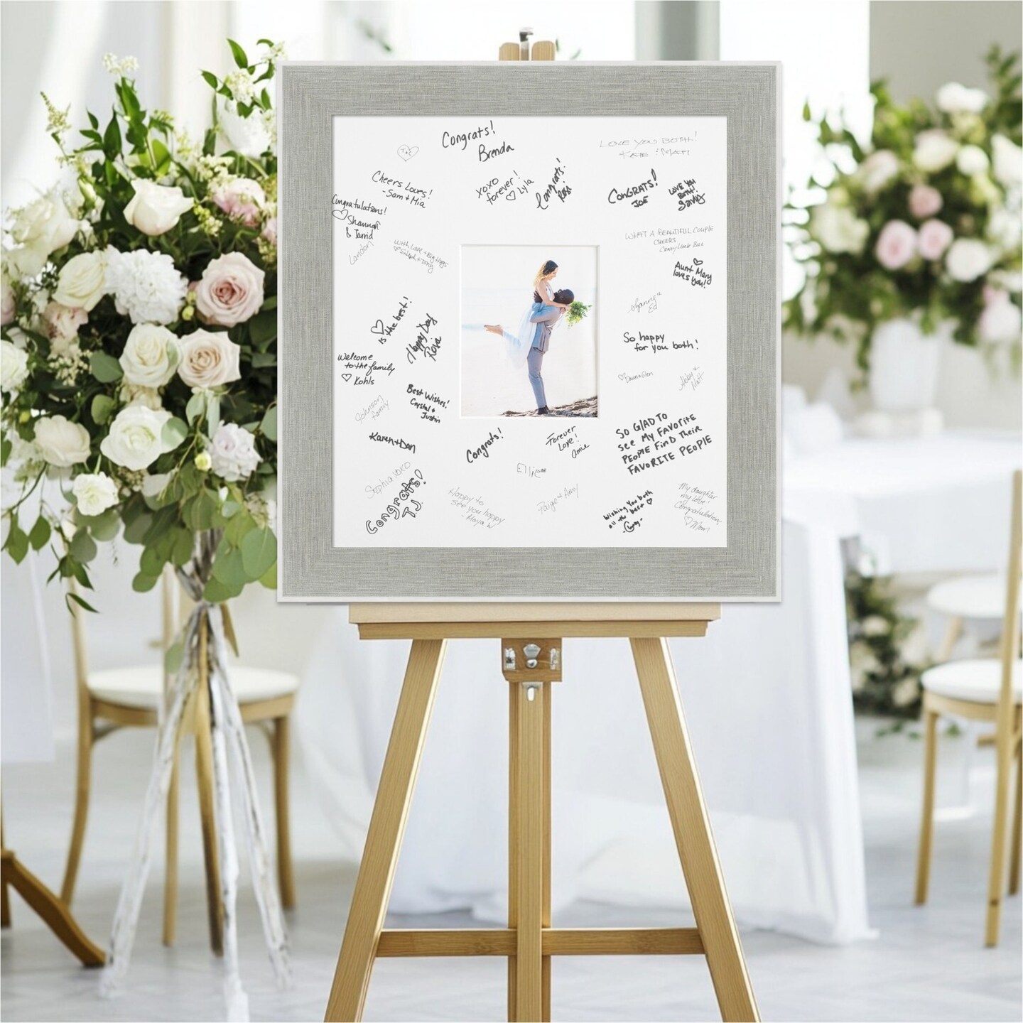 Glam Signature Mat Picture Frame, Photo Frame Wedding Guest Book Alternative, Autograph Picture Mat for Signature Board, Wedding Celebrations Graduations Support Encouragement or Retirement