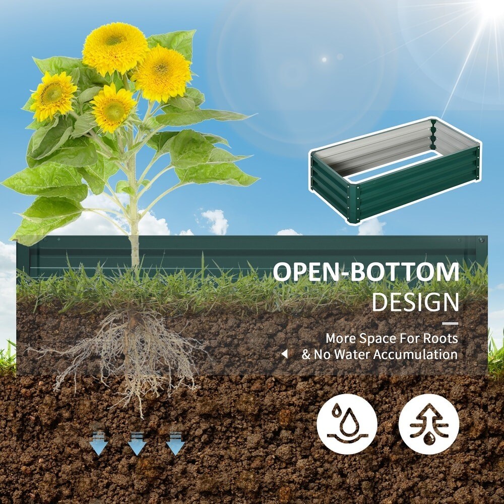 Galvanized Metal Raised Planter Box for Vegetables &#x26; Flowers