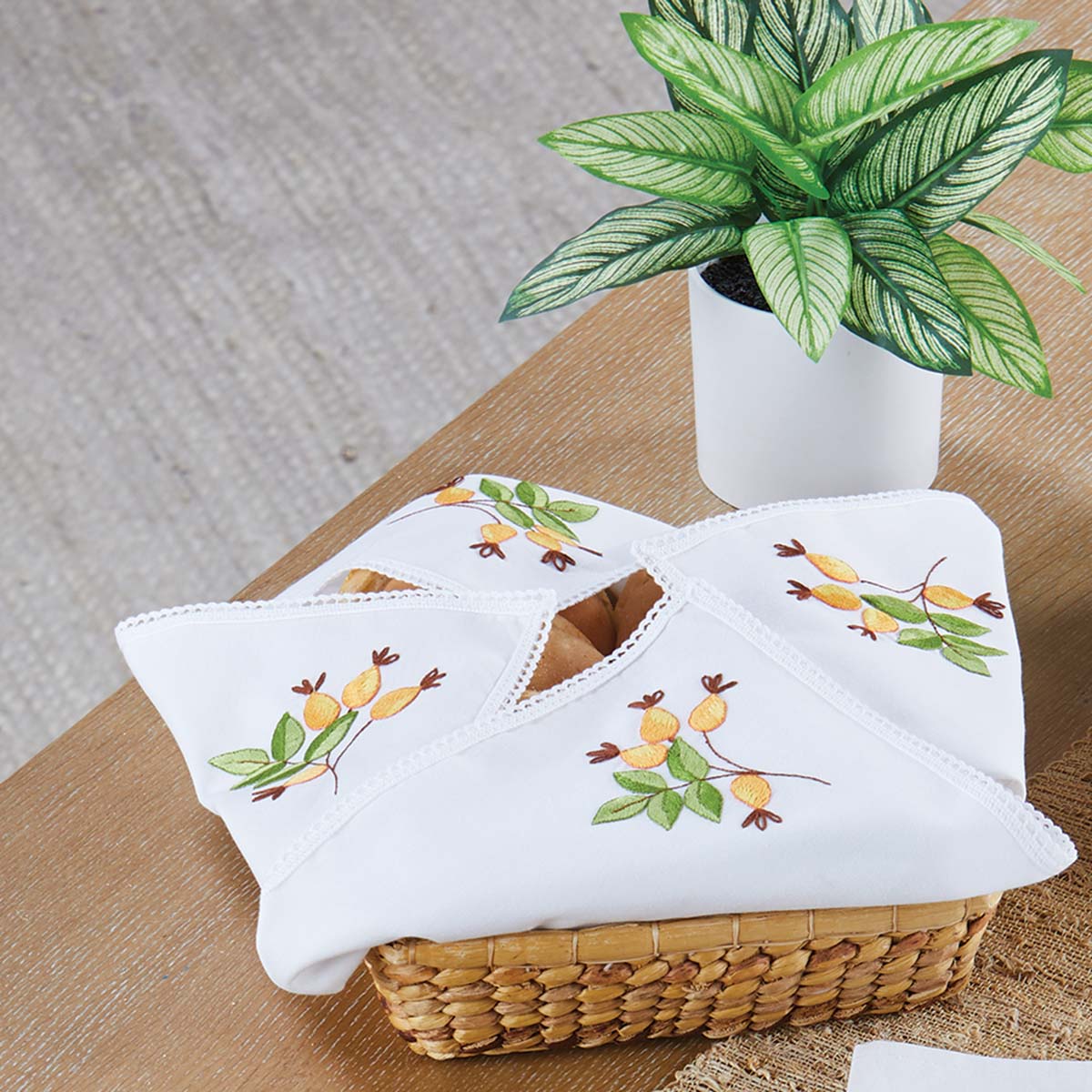 Herrschners  Rosehip Bread Cloth Stamped Embroidery