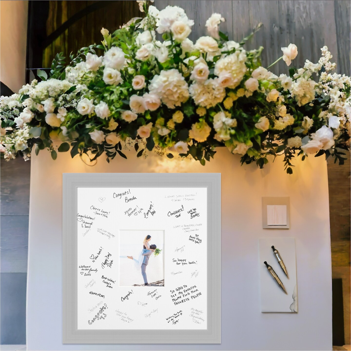 Brushed Signature Mat Picture Frame, Photo Frame Wedding Guest Book Alternative, Autograph Picture Mat for Signature Board, Wedding Celebrations Graduations Support Encouragement or Retirement