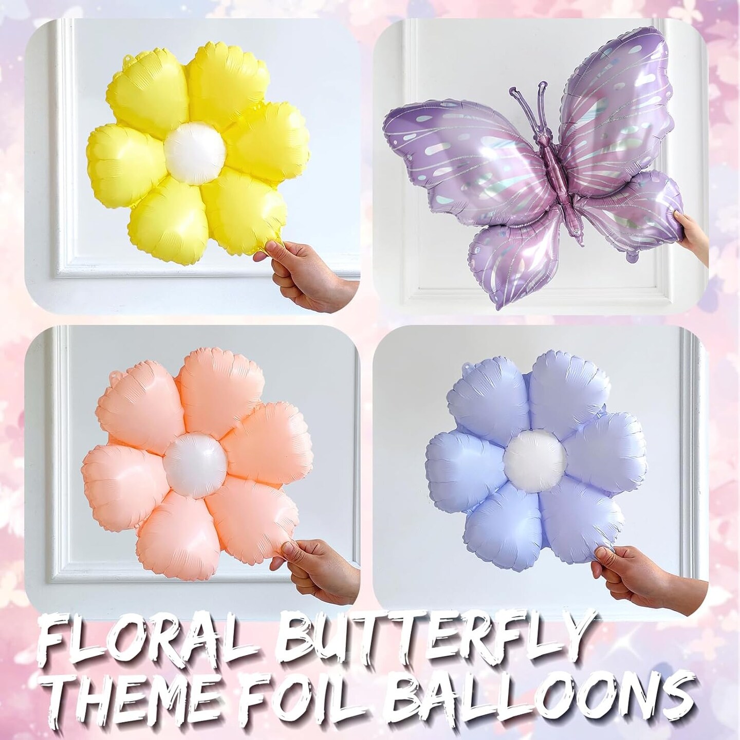 Pastel Lavender Purple Yellow Balloon Garland with Daisy,Butterfly Foil Balloons for Wildflower Fairy Baby Shower Birthday Garden Tea Party Decorations