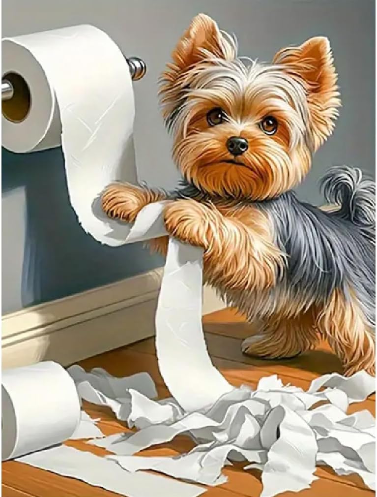 Little Puppy 5D Diamond Painting Kits for Adults – Cute Dog DIY Diamond Art for Beginners, Round Full Drill Diamond Dot, Home Wall Decor 12×16 in