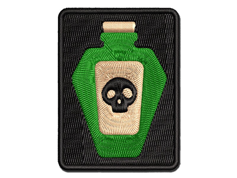 Skull Potion Poison Bottle Multi-Color Embroidered Iron-On or Hook & Loop Patch Applique