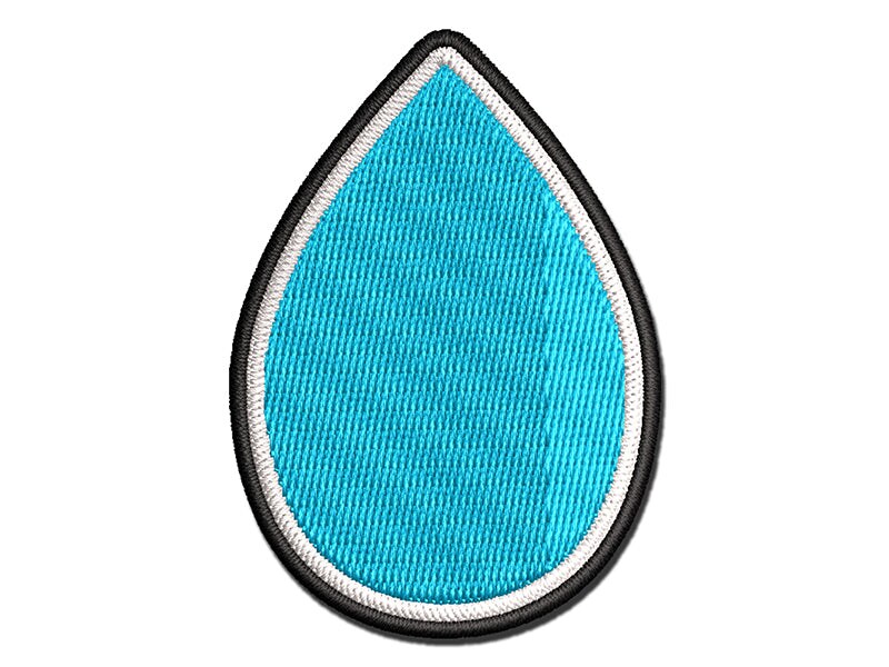 Raindrop Teardrop Multi-Color Embroidered Iron-On or Hook & Loop Patch Applique