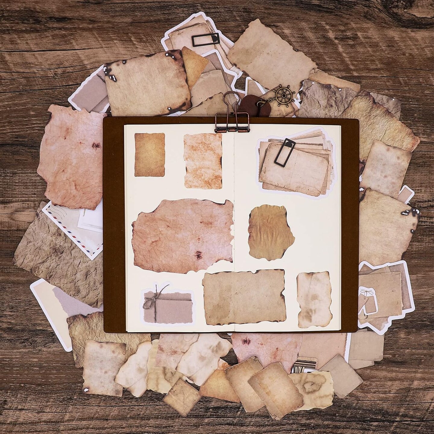 90 PCS - Antique Looking Scrapbook Stickers (Antique Looking) 8 x 4 x 0.5 inches