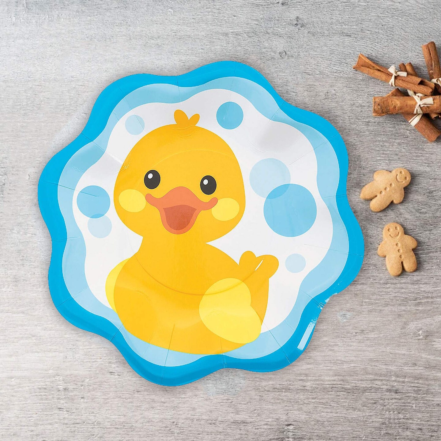 8 Count Rubber Ducky Paper Plates for Baby Shower Birthday Party Supplies Decorations 10.5"